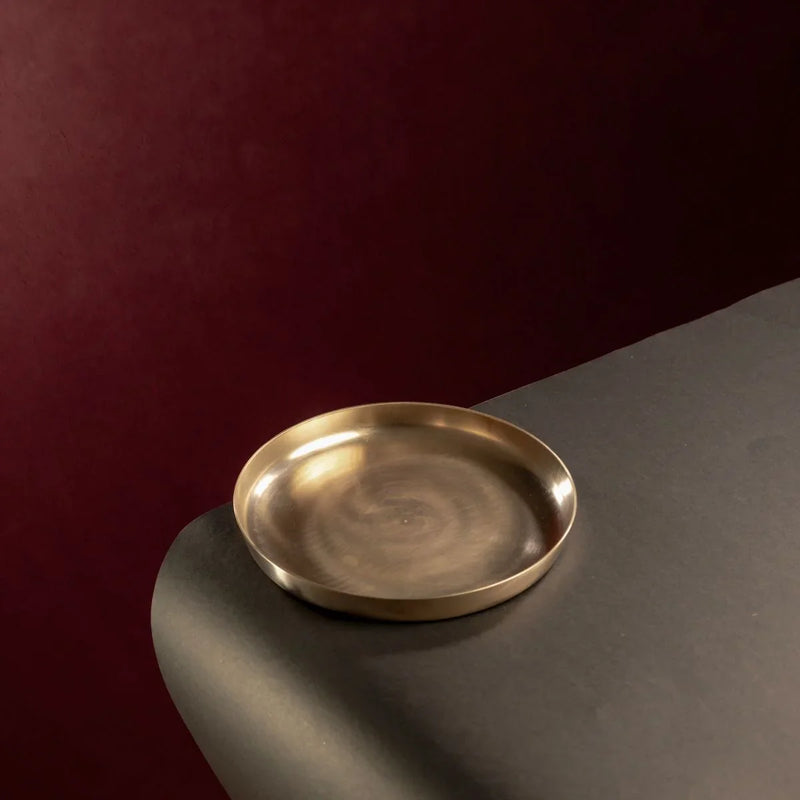 Kansa Snack Plate Top View-Zishta Traditional Bronze Serveware
