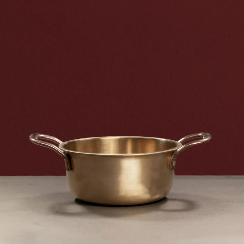 Kansa Tulsi Casserole Cooking Pot Side View-Zishta Traditional Bronze Cookware