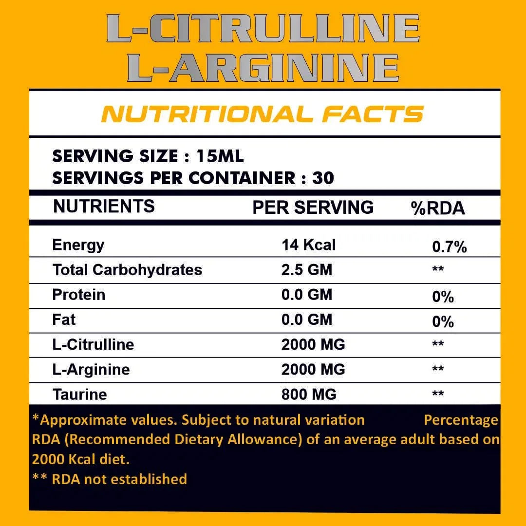 Liquid L - Citrulline + L - Arginine + Taurine - Ripped Up Nutrition