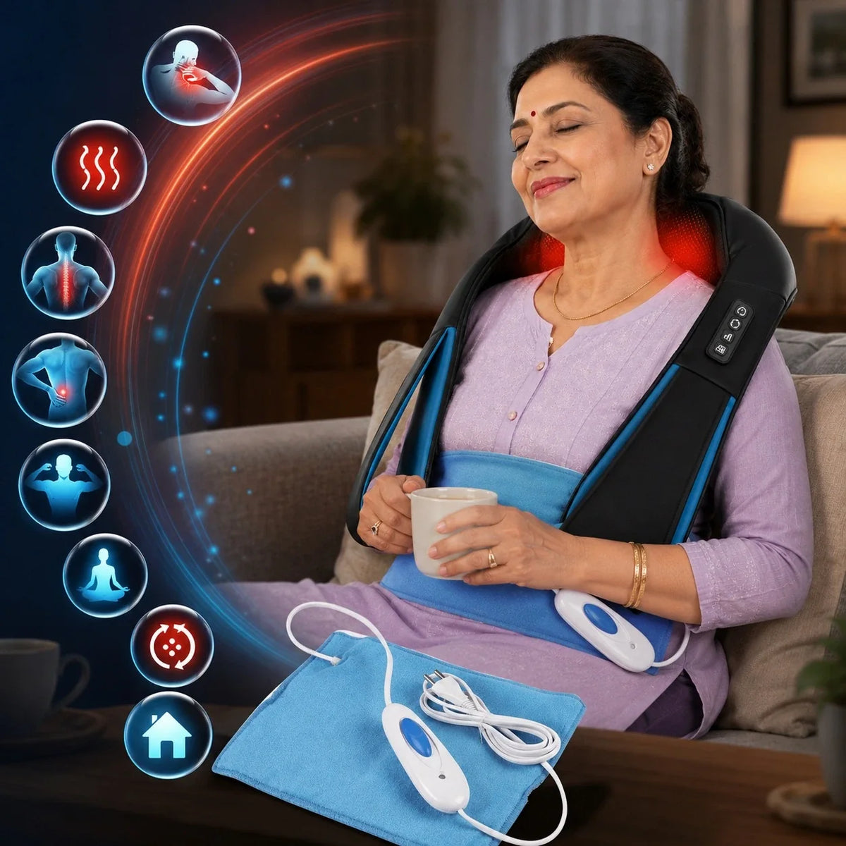 Neck Heating Pad Massager JSB HF71 with Heating Pad JSB H04 combo-2
