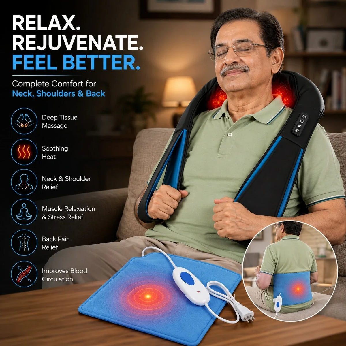 Neck Heating Pad Massager JSB HF71 with Heating Pad JSB H04 combo-3