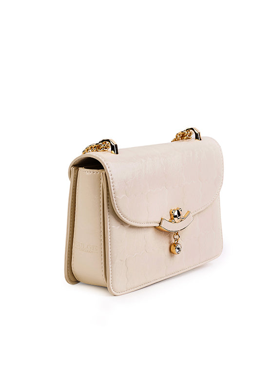 Culge Chicago "The Gold Coast" Romantic Flap Sling – Cream Gloss-2
