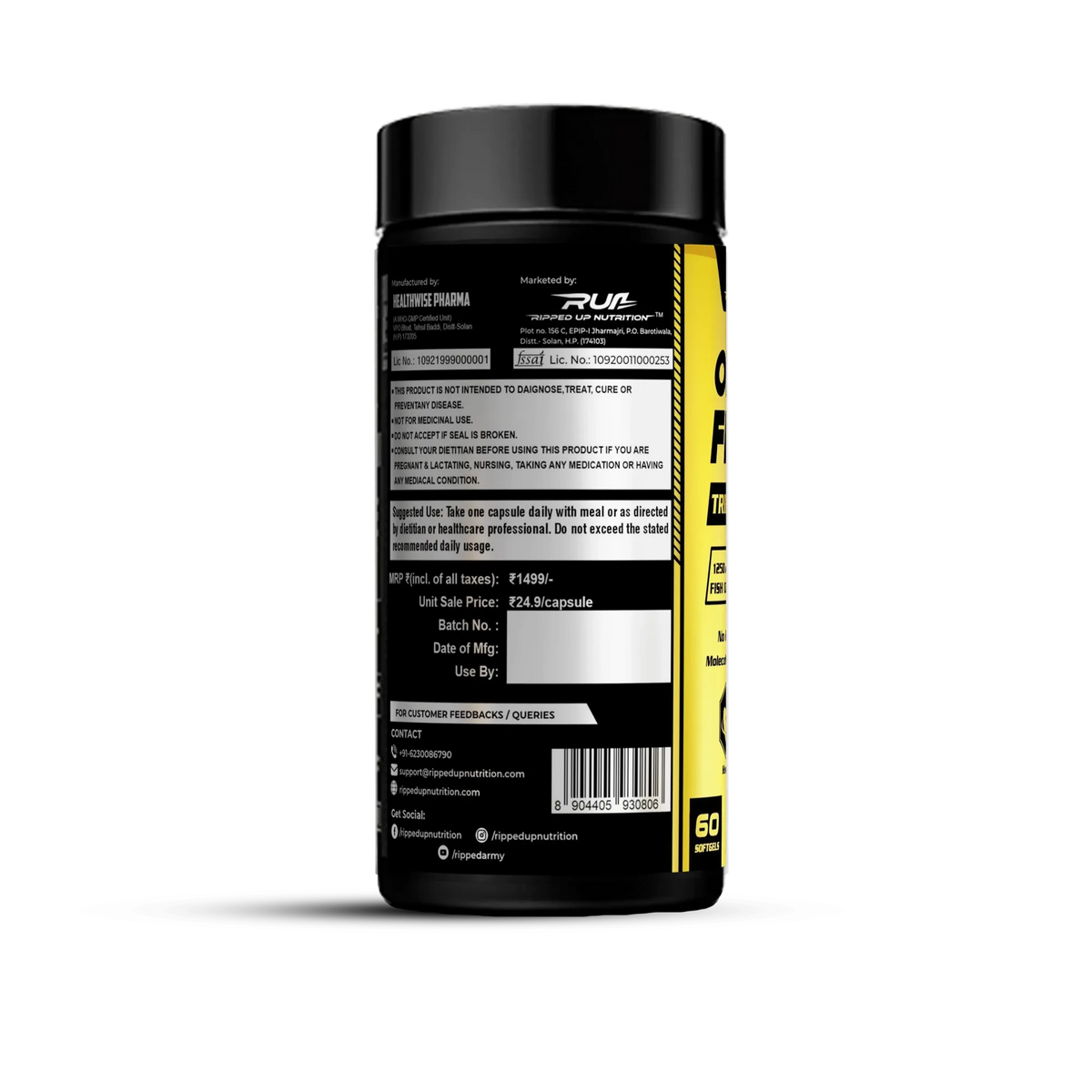 Omega - 3 Fish Oil (Triple Strength) - Ripped Up Nutrition