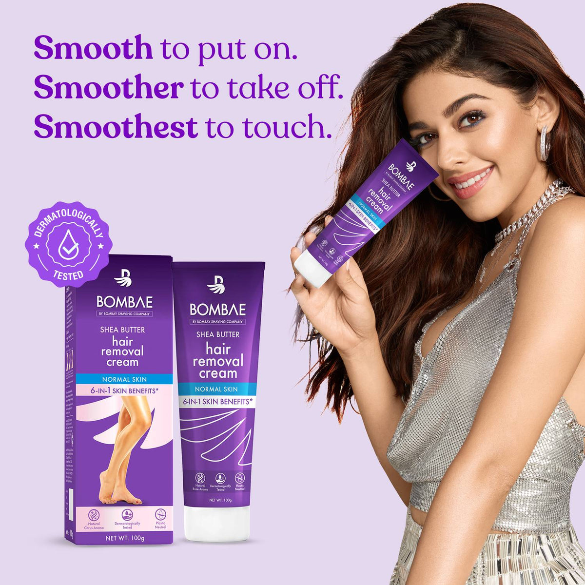Bombae Hair Removal for Bikini Line, Arms & Legs with Shea Butter & Citrus Aroma Cream (100 g)