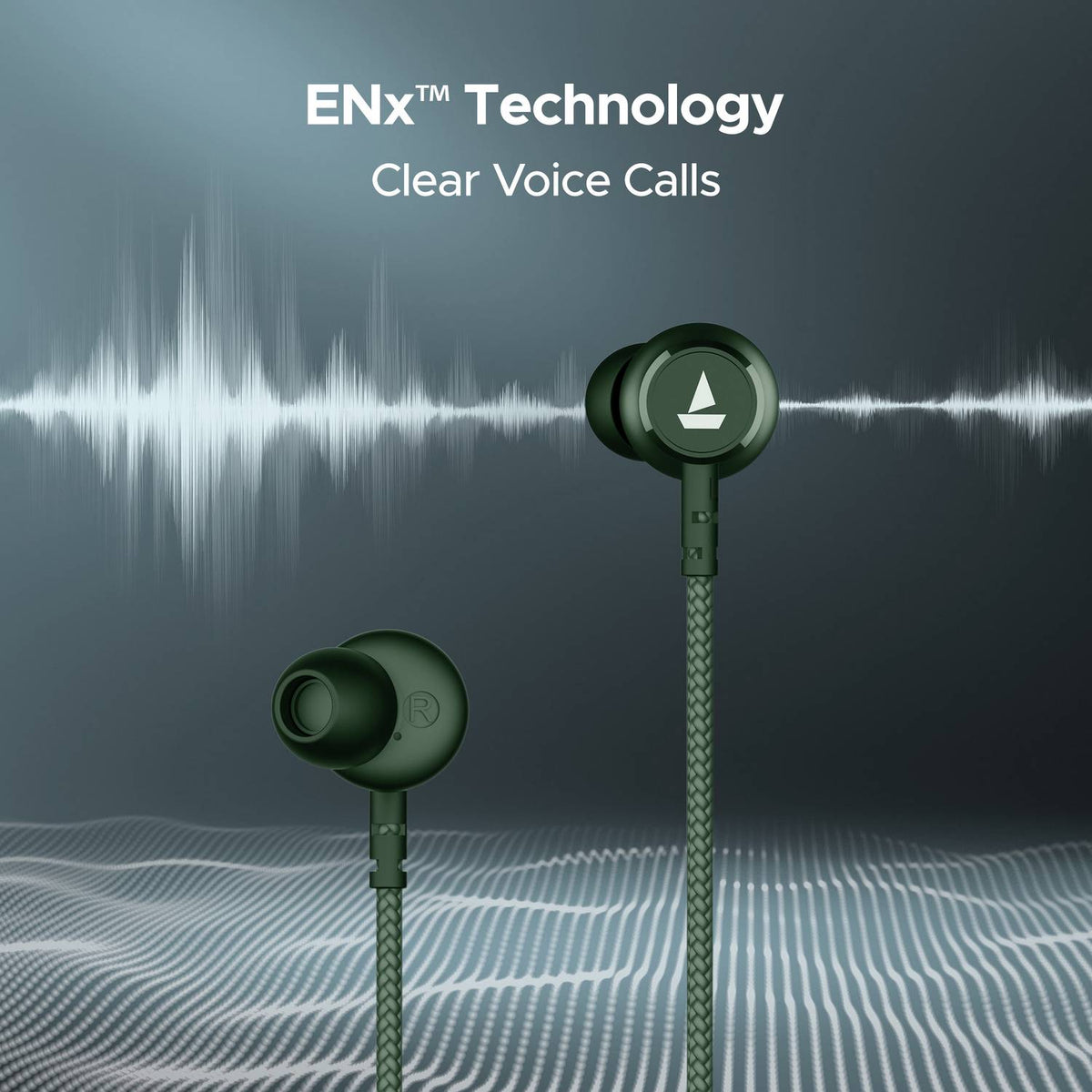 boAt Rockerz 110 with 40 HRS Playback, ENx Technology, Beast Mode & ASAP Charge Bluetooth Headset (Fern Green, In the Ear)