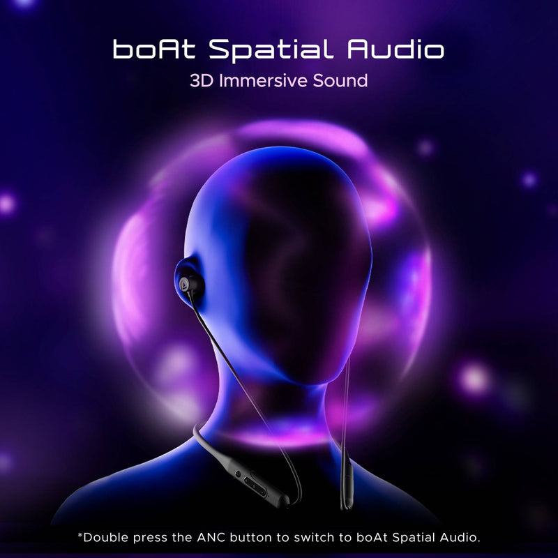 boAt Rockerz 255 ANC(32dB) w/ 100 HRS Playback,ASAP Charge,Spatial Audio,AI ENx Tech Bluetooth Headset (Raven Black, In the Ear)