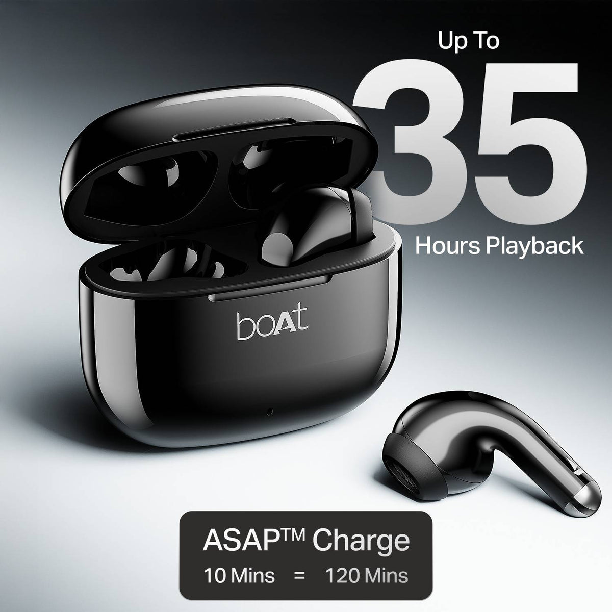 boAt Airdopes 101v2, Flex Fit Tips,13mm Drivers, App Support Bluetooth Headset (Pitch Black, True Wireless)