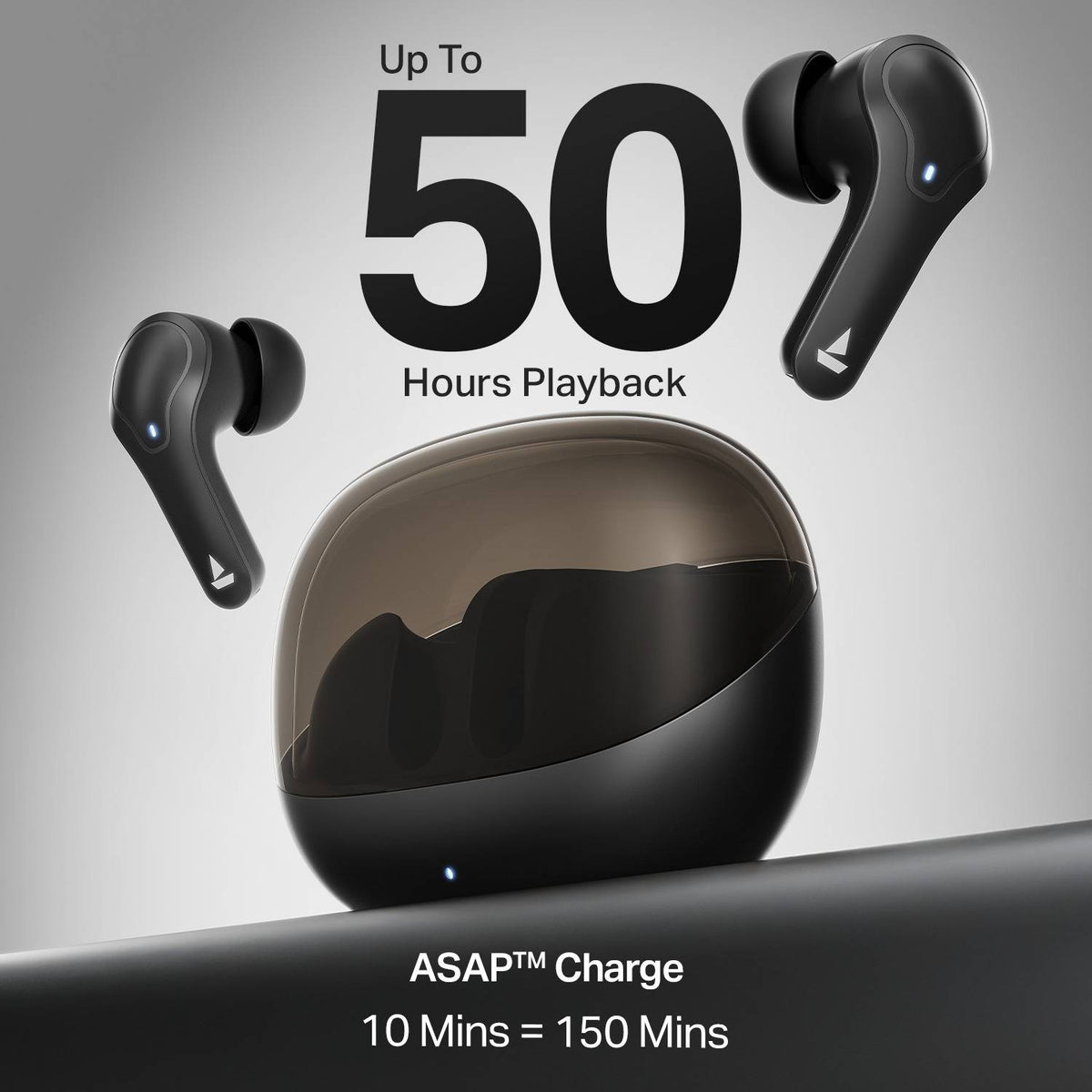 boAt Airdopes Plus 311, 50H Battery, ENx Tech, (~50ms)BEAST Mode, ASAP Charge,BT v5.3 Bluetooth Headset (Charcoal Black, True Wireless)