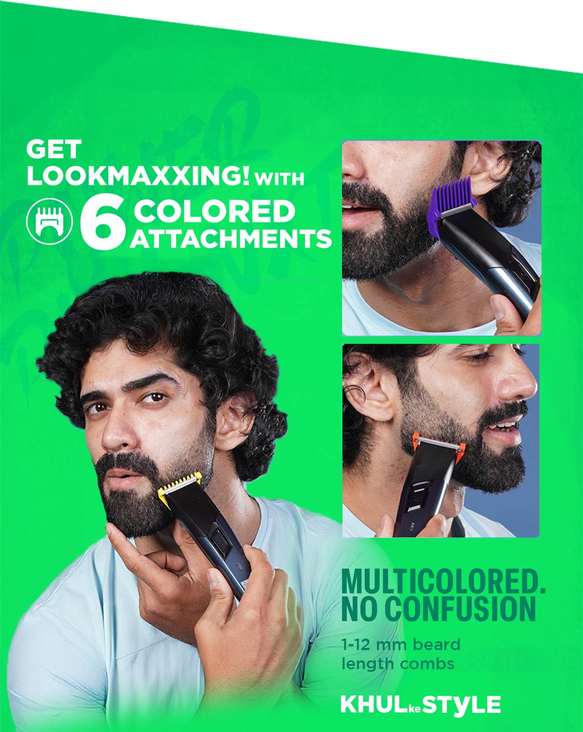 Bombay Shaving Company Power Play NXT 9 Weeks of trim, 90 mins run time, Type C, Self sharpening blades Fully Waterproof Trimmer 90 min Runtime 6 Length Settings (Blue)