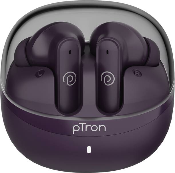 PTron Bassbuds Indie w/ AI-ENC Clear Calls, 45hrs Playtime Custom Eq App Support Bluetooth