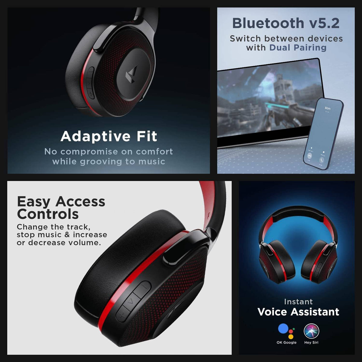 boAt Rockerz 425,25H Battery, BEAST Mode,ENx,Dual Pair, Stream Ad Free Music via App Bluetooth Headset (Active Black, On the Ear)