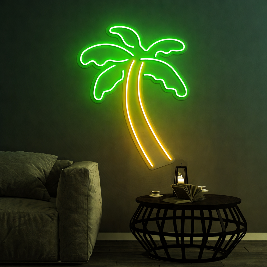 Palm Tree Neon Sign 10 X 14 inches (Green/Yellow) Neonsignsindia