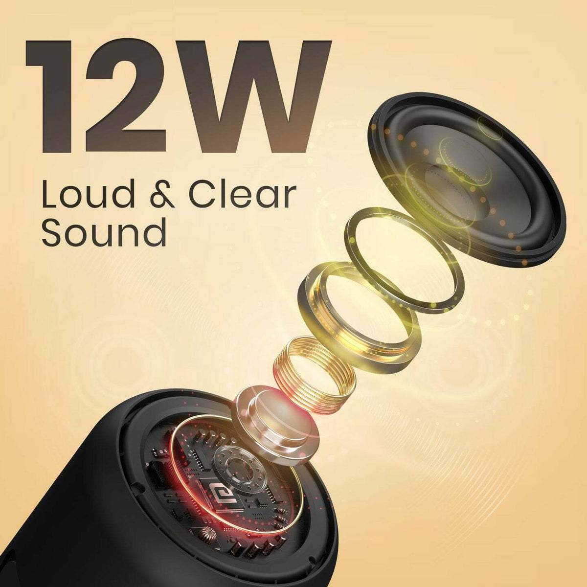 Portronics SoundDrum 1 12W TWS Portable & Type C Charging 12 w Bluetooth Speaker (Black, Mono Channel)