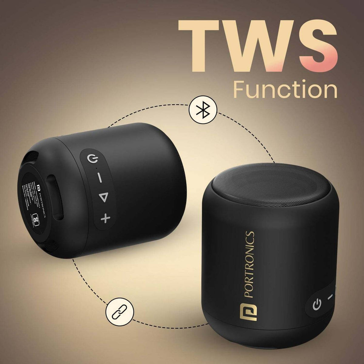 Portronics SoundDrum 1 12W TWS Portable & Type C Charging 12 w Bluetooth Speaker (Black, Mono Channel)