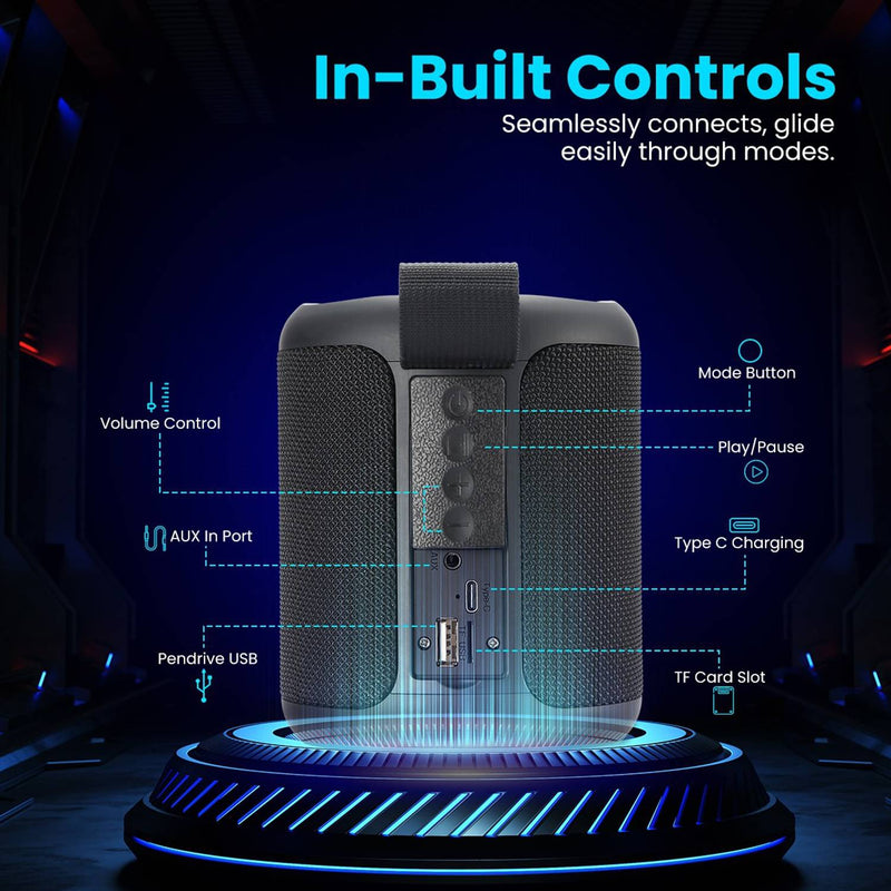 Portronics SoundDrum P Wireless with 6-7 hrs Playback Time, Handsfree Calling, 20 W Bluetooth Speaker