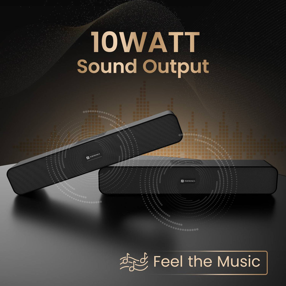 Portronics Decibel 24 10W Bluetooth Soundbar Speaker With In Built Mic, HD Sound,BT5.3v 10 W Bluetooth Speaker (Black, Stereo Channel)