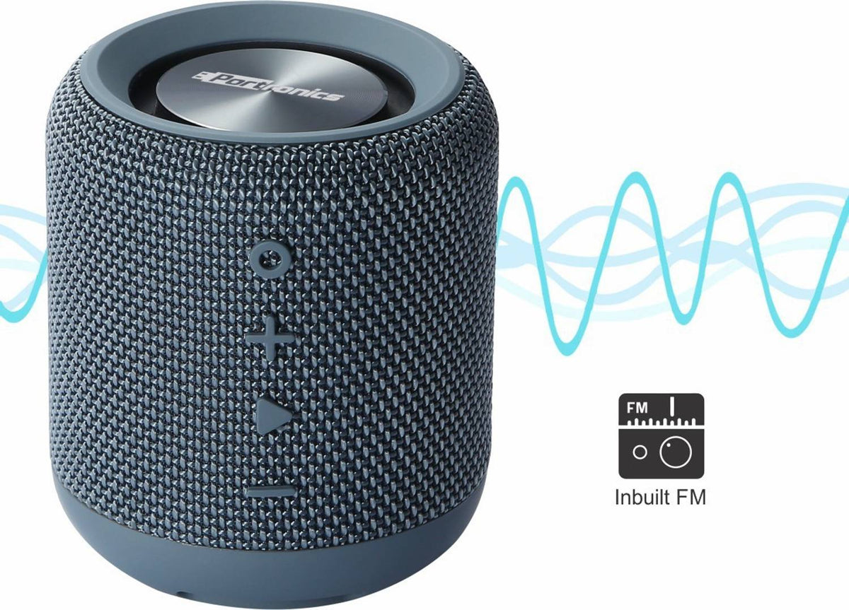 Portronics SoundDrum 10W Portable with Powerful Bass, Built in Mic & FM 10 W Bluetooth Speaker (Blue, Stereo Channel)