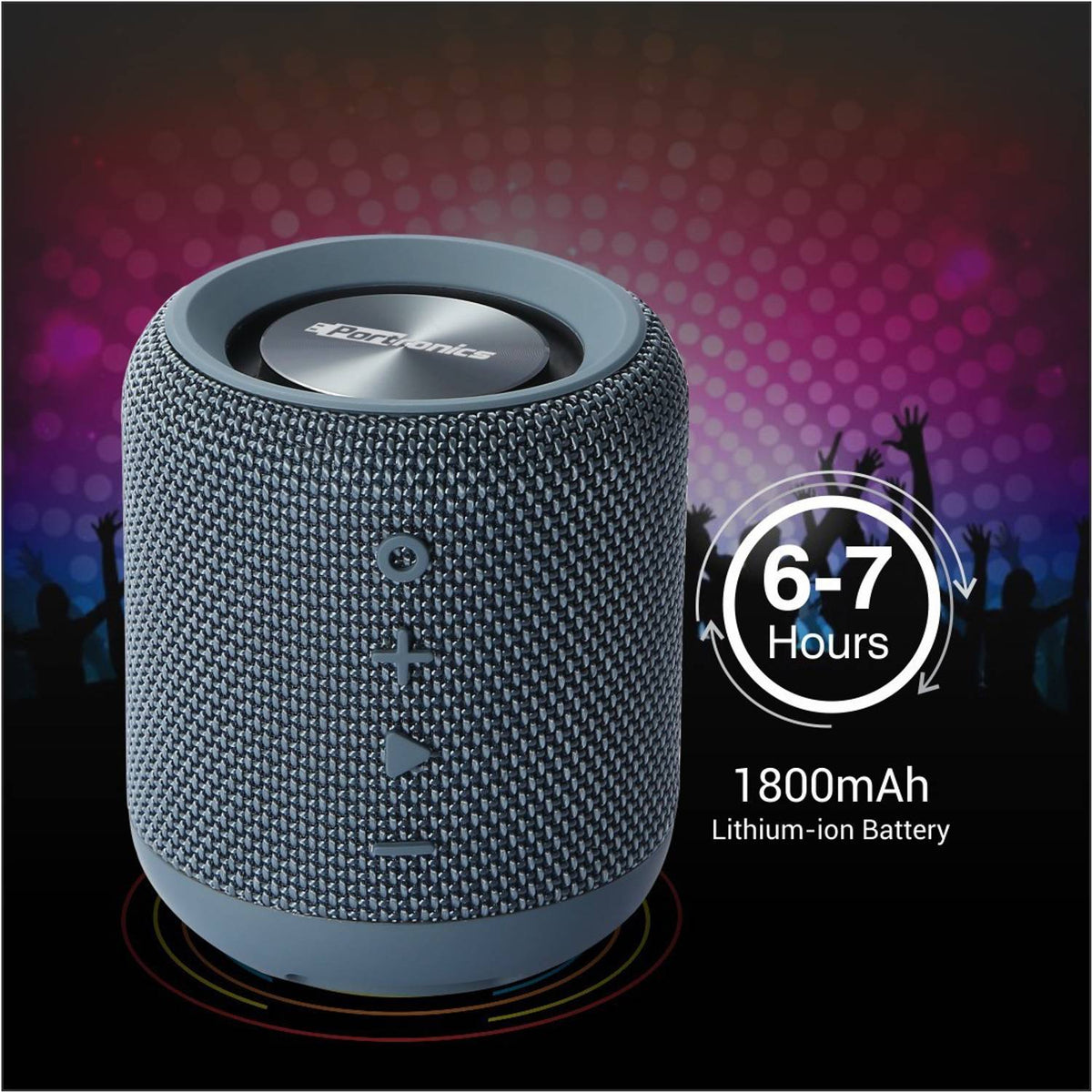 Portronics SoundDrum 10W Portable with Powerful Bass, Built in Mic & FM 10 W Bluetooth Speaker (Blue, Stereo Channel)