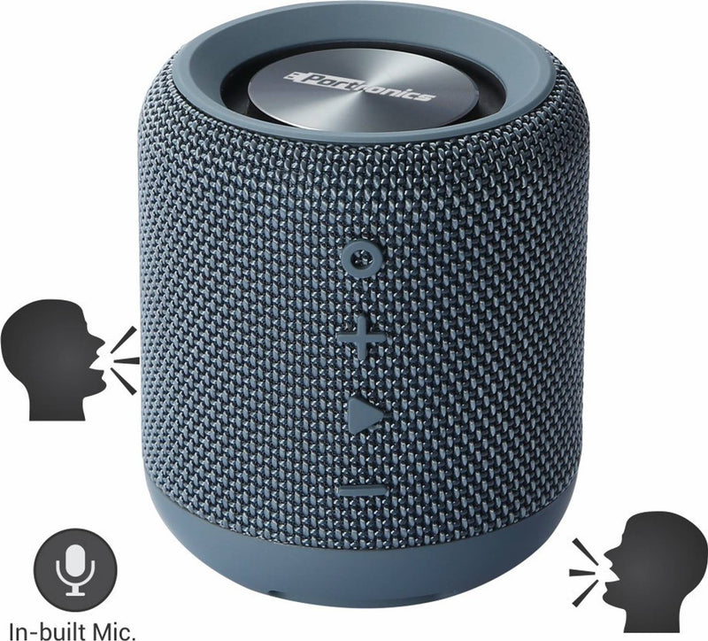 Portronics SoundDrum 10W Portable with Powerful Bass, Built in Mic & FM 10 W Bluetooth Speaker (Blue, Stereo Channel)