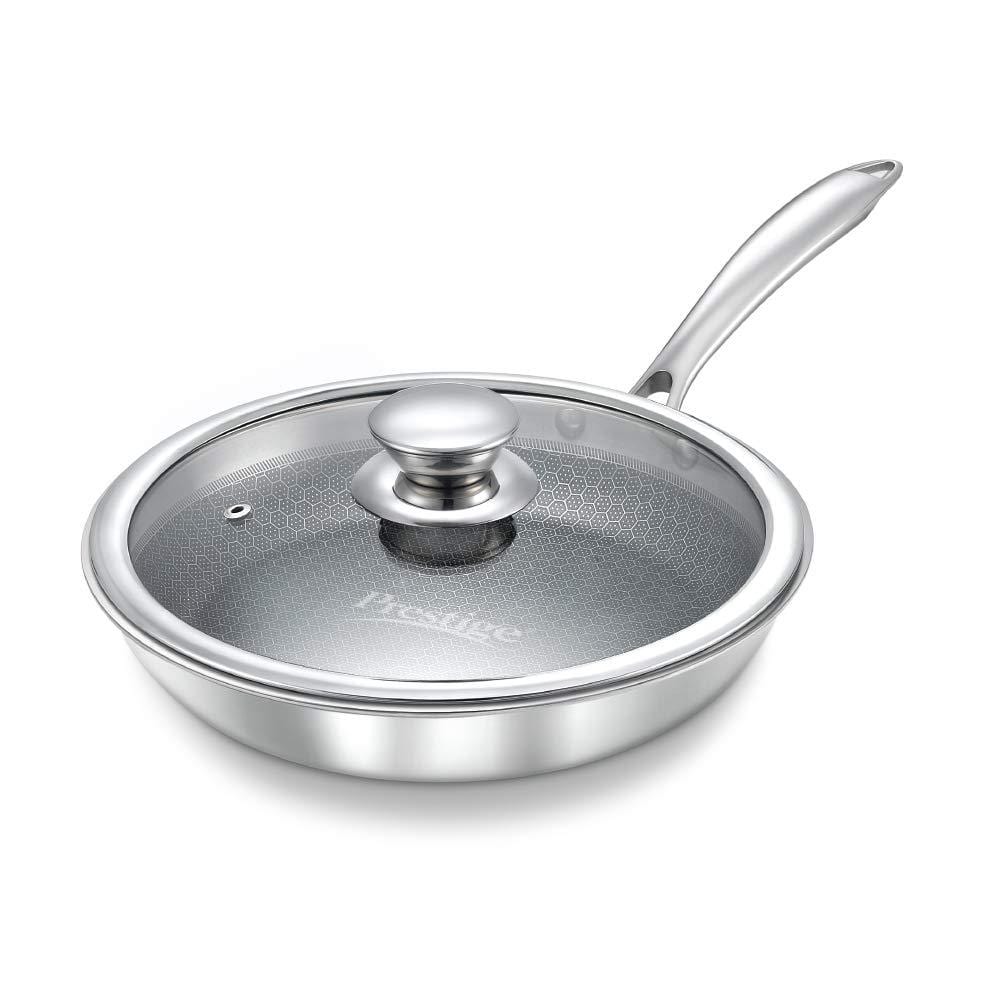Prestige Tri-Ply Honey Comb Stainless Steel Frypan with Lid