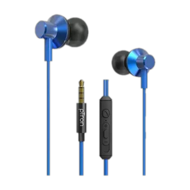 PTron Pride Lite Earphone with HD Mic, 3.5mm Jack, In- Line Controls 1 2m Tangle Free Wired