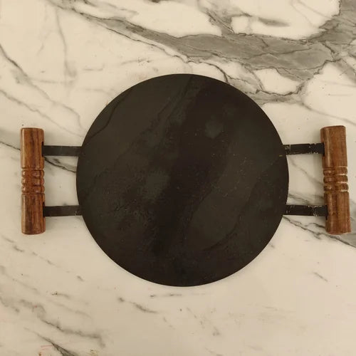 Pure Iron Tawa Round with Wooden Handle | Pre-Seasoned | Induction Friendly-1