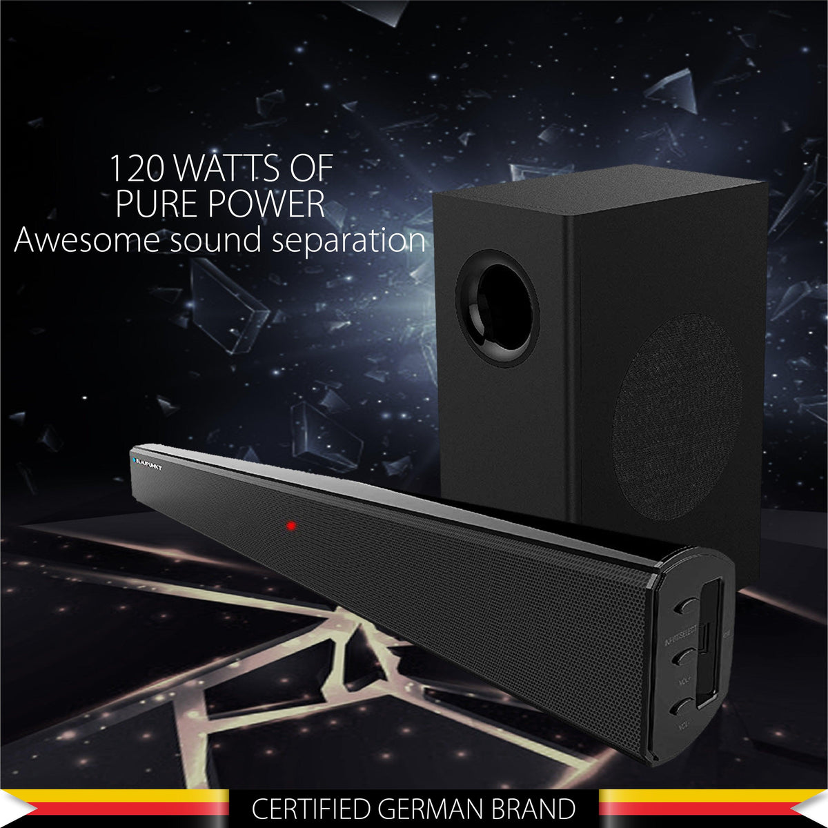Blaupunkt Recertified SBW100 Soundbar with Subwoofer| RMS 120 Watt