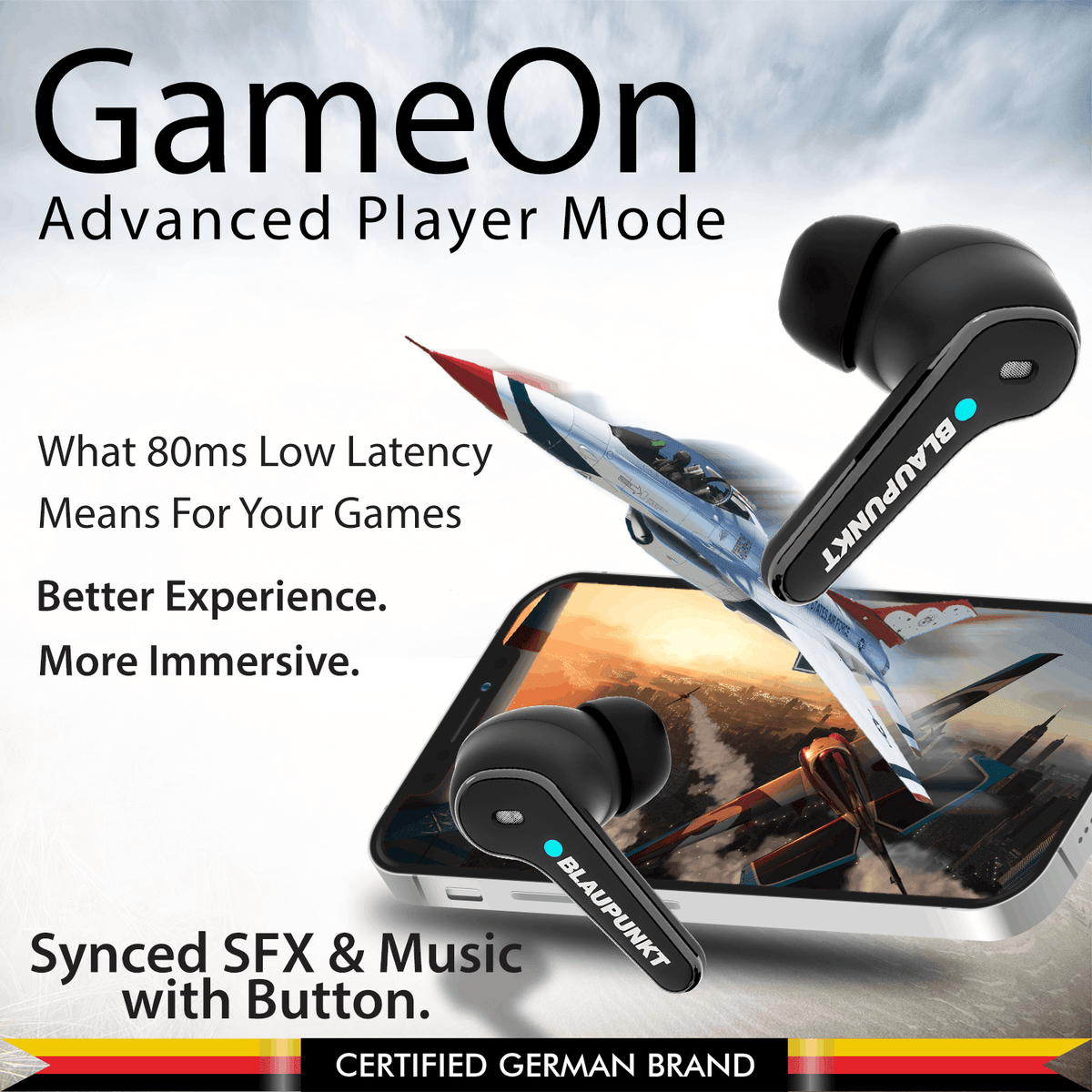 Recertified BTW07 MOKSHA ANC BK |Truly Wireless Earbuds: GameOn with 80Ms Low Latency (Black