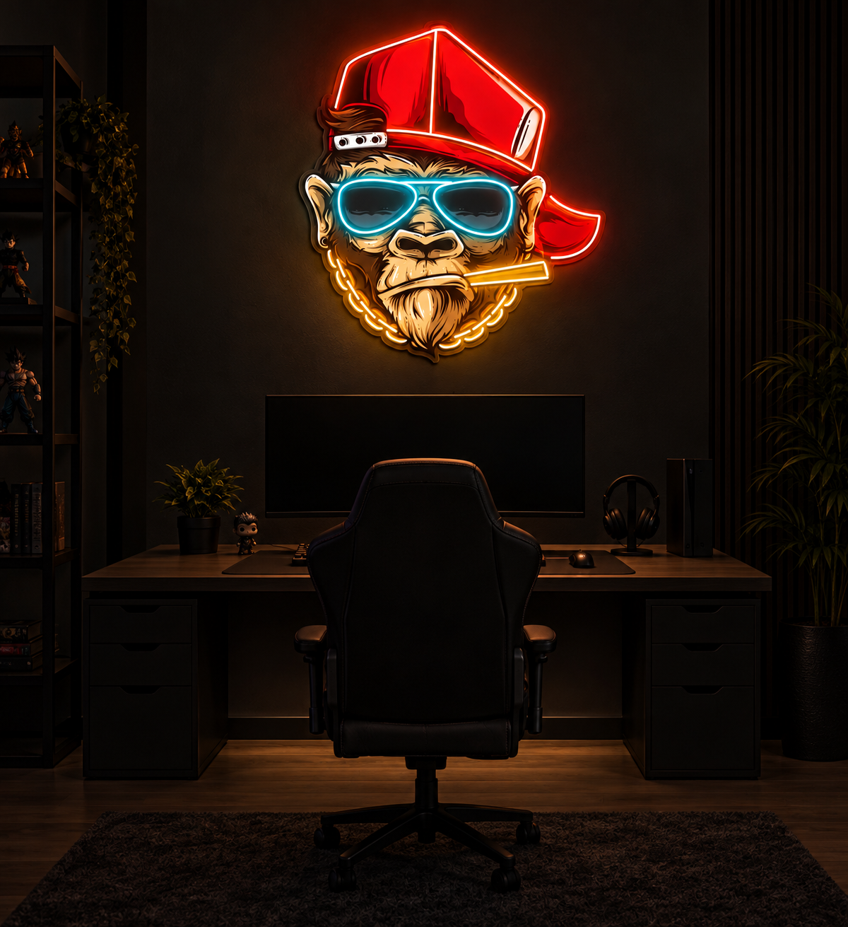 Monkey Rockstar Sunglasses LED Neon Sign – Pop Art Wall Decor for Bedroom & Gaming Room-4
