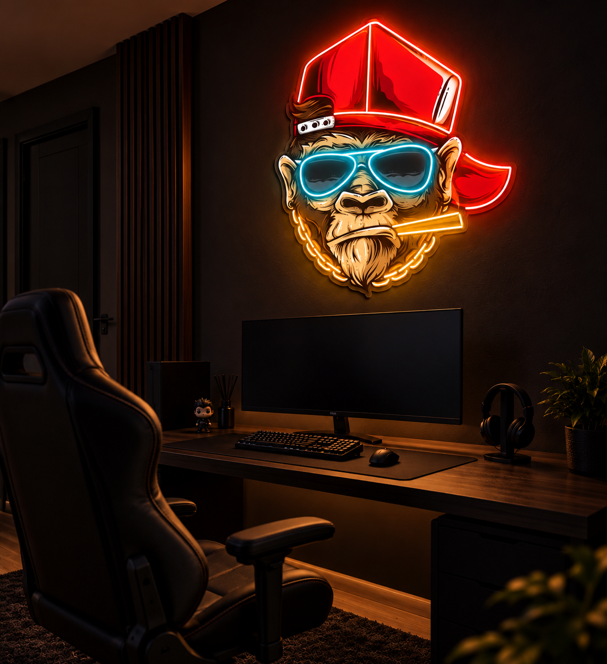 Monkey Rockstar Sunglasses LED Neon Sign – Pop Art Wall Decor for Bedroom & Gaming Room-3