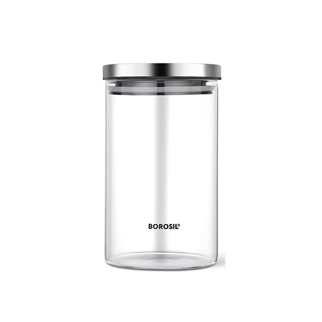 Borosil Classic Glass Jar Air Tight Storage Container |900 ml
