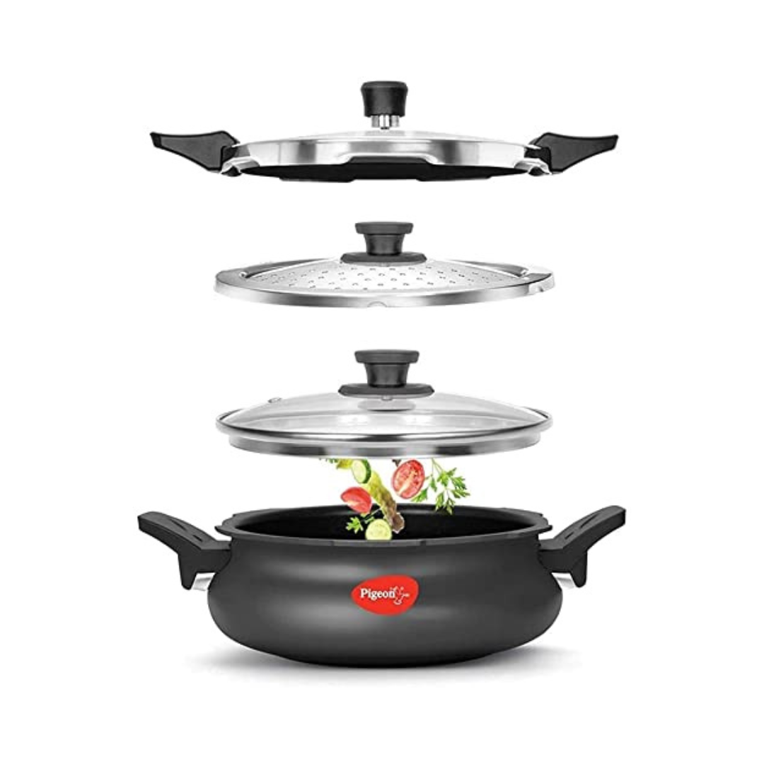 Pigeon All-in-one Super Cooker | Black | Dishwasher Safe | Cooking, Straining, and Serving