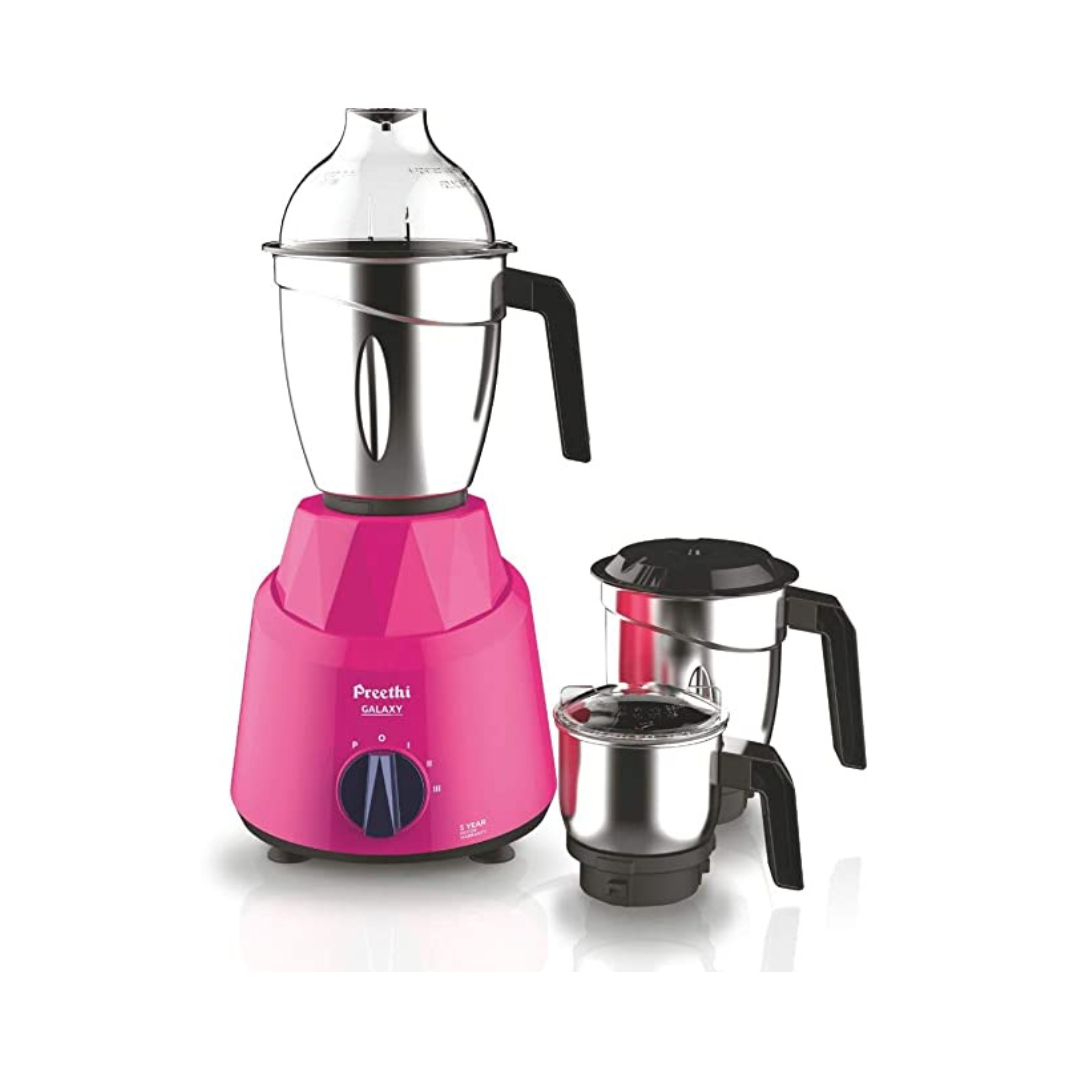 Preethi Galaxy MG225 Mixer Grinder | 750 watt | Pink | 3 Jar