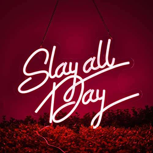Slay All Day Neon Sign for Wall Décor(17X13inches,Pink) Neonsignsindia