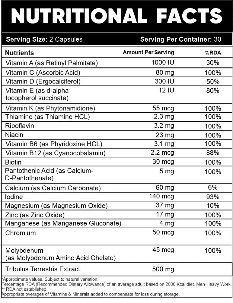 Superior Multi Vitamin + Testa Booster - 60 Softgel Capsule - Ripped Up Nutrition