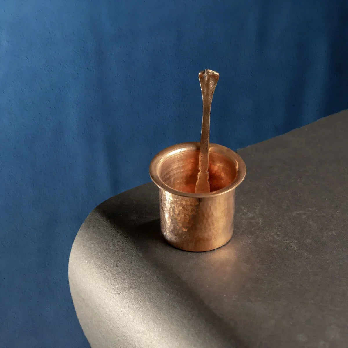 Traditional Copper Panchapatra Top View-Zishta Pooja Essentials