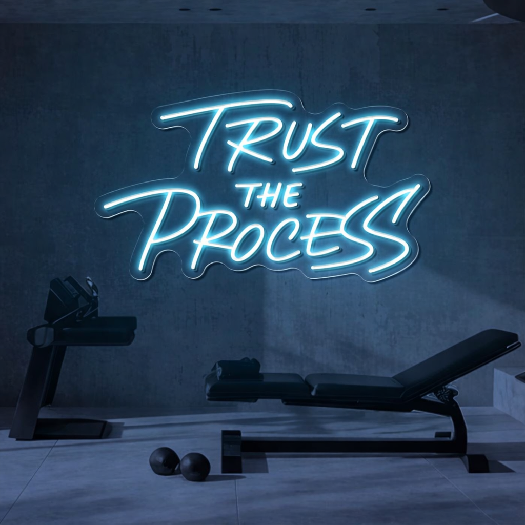 “Trust The Process” Neon LED Wall Sign – Motivational Gym & Home Fitness Decor Neonsignsindia