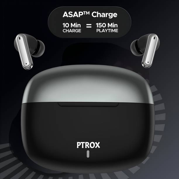 PTROX Ultrabuds with Latest BT v6.0,40Hr Playtime,13mm Dynamic Driver Rich Bass N2 Bluetooth
