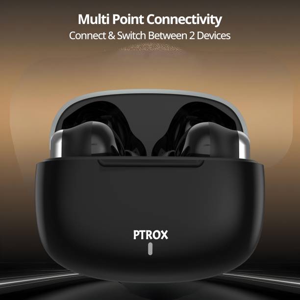 PTROX Ultrabuds with Latest BT v6.0,40Hr Playtime,13mm Dynamic Driver Rich Bass N186 Bluetooth