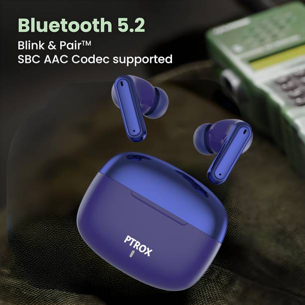 PTROX Ultrabuds with Latest BT v6.0,40Hr Playtime,13mm Dynamic Driver Rich Bass N710 Bluetooth