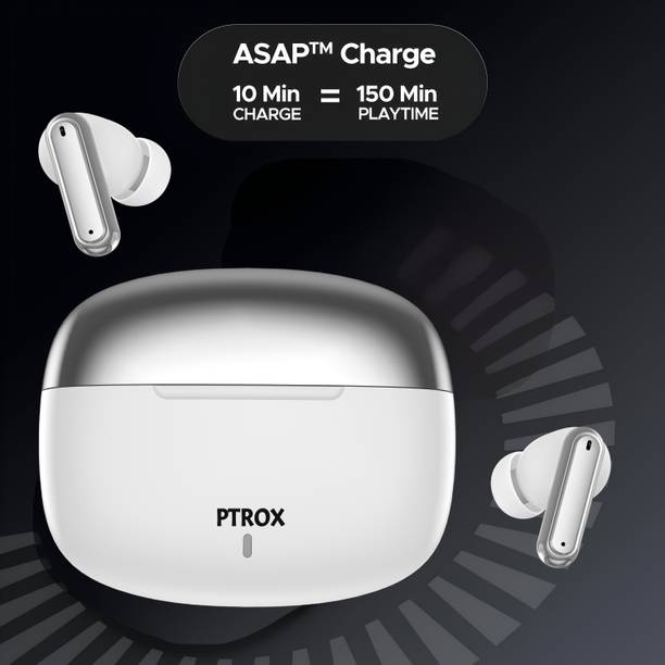 PTROX Ultrabuds with Latest BT v6.0,40Hr Playtime,13mm Dynamic Driver Rich Bass N95 Bluetooth
