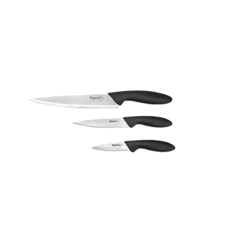 Pigeon 3 Pcs Stainless Steel Black Kitchen Knives Set | Black
