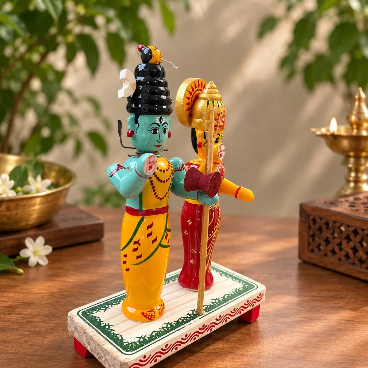 Wooden Shiva Parvati Set | Navratri Golu Dolls