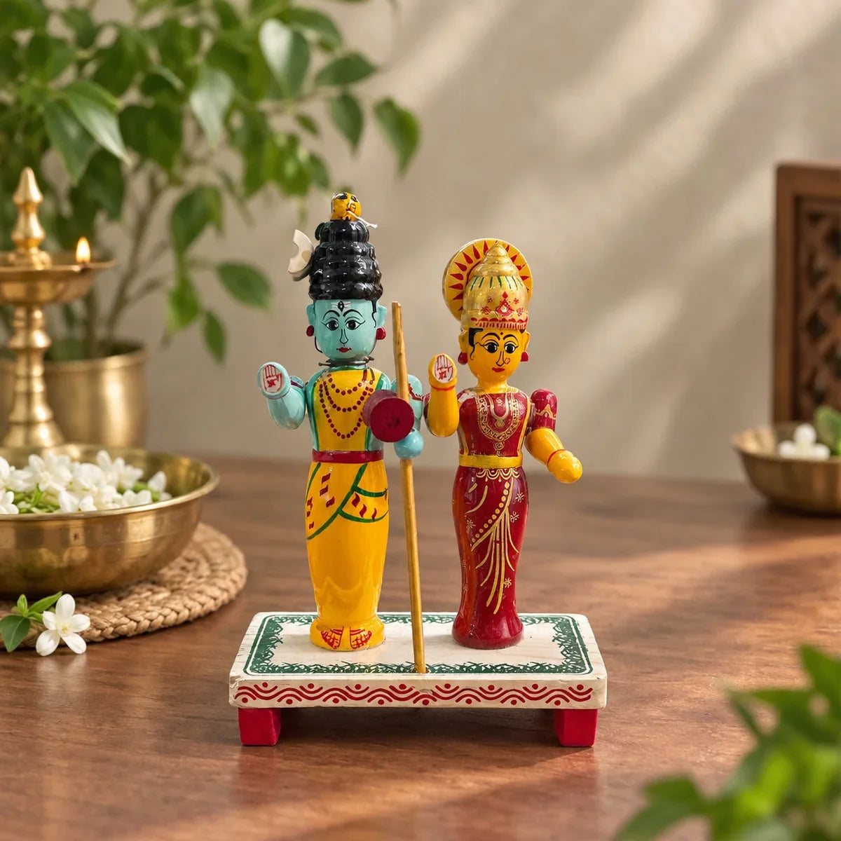 Wooden Shiva Parvati Set | Navratri Golu Dolls