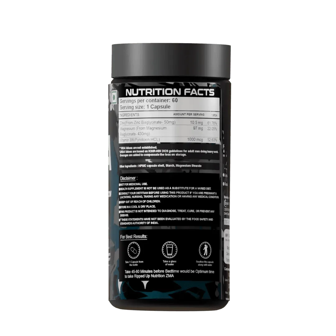 ZMA – Advanced Night Recovery Formula (60 Veg Capsules) - Ripped Up Nutrition
