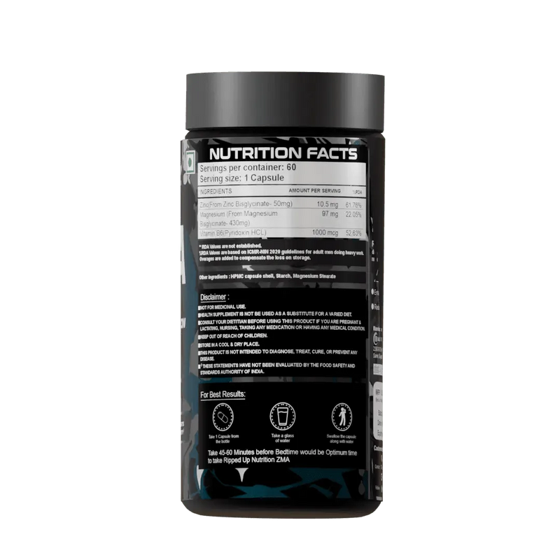 ZMA – Advanced Night Recovery Formula (60 Veg Capsules) - Ripped Up Nutrition