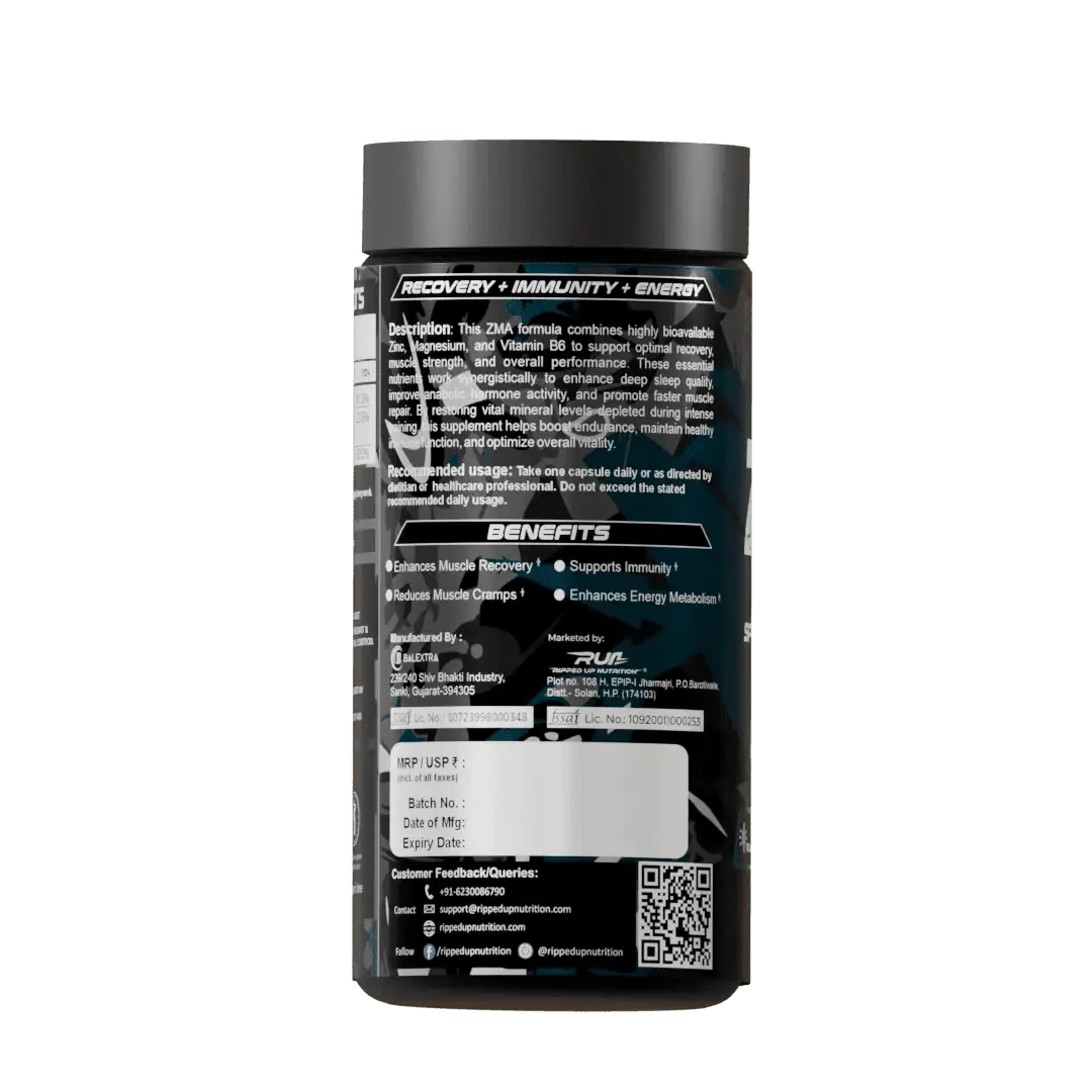 ZMA – Advanced Night Recovery Formula (60 Veg Capsules) - Ripped Up Nutrition